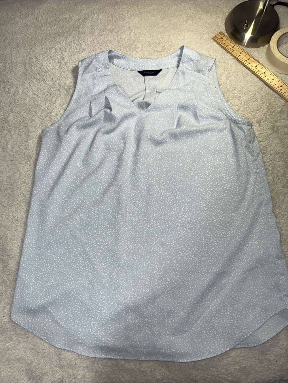 Denver Hayes Pale Blue Sleeveless Pleat-Front Camisole #A012